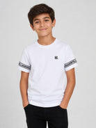 T-shirt per bambino Karl Lagerfeld Kids bianca con dettaglio logo Z31367 10P KARL LAGERFELD KIDS 