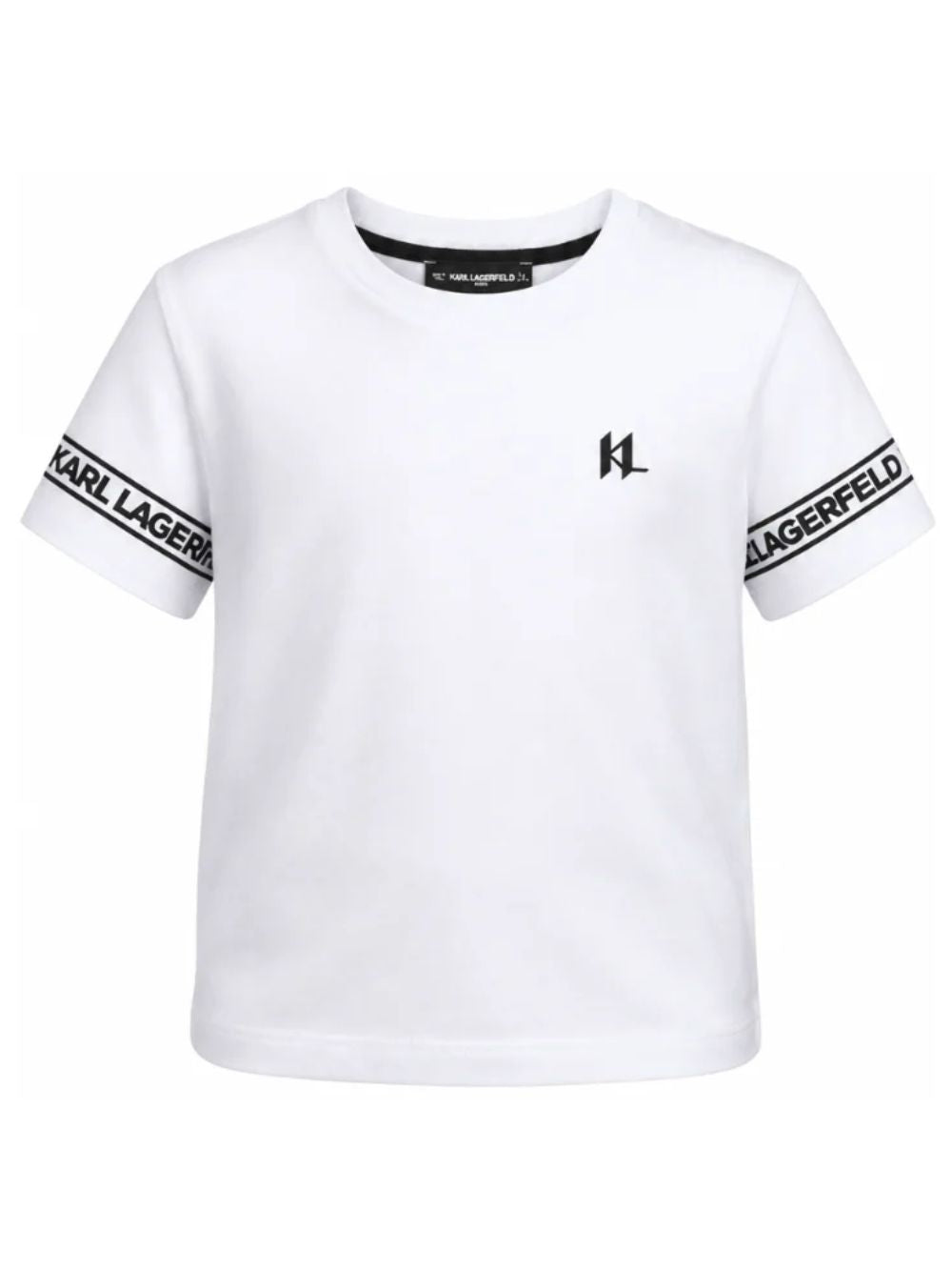T-shirt per bambino Karl Lagerfeld Kids bianca con dettaglio logo Z31367 10P KARL LAGERFELD KIDS 