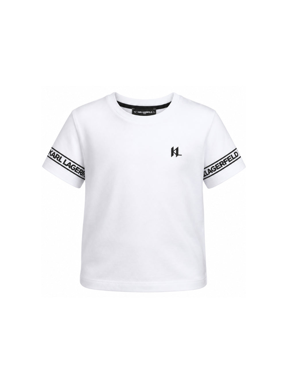 T-shirt per bambino Karl Lagerfeld Kids bianca con dettaglio logo Z31367 10P KARL LAGERFELD KIDS 