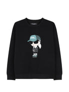 Felpa per bambino Karl Lagerfeld Kids nera con stampa grafica Z31370 09B KARL LAGERFELD KIDS 
