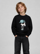 Felpa per bambino Karl Lagerfeld Kids nera con stampa grafica Z31370 09B KARL LAGERFELD KIDS 