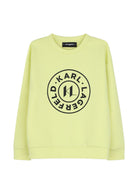 Felpa per bambino Karl Lagerfeld Kids verde con stampa logo Z31370 532 KARL LAGERFELD KIDS 