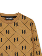 Felpa per bambino Karl Lagerfeld Kids cammello con monogramma Z31371 300 KARL LAGERFELD KIDS 