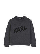 Maglione per bambino Karl Lagerfeld Kids grigio con logo sul davanti Z31380 A65 KARL LAGERFELD KIDS 