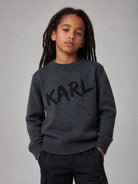 Maglione per bambino Karl Lagerfeld Kids grigio con logo sul davanti Z31380 A65 KARL LAGERFELD KIDS 
