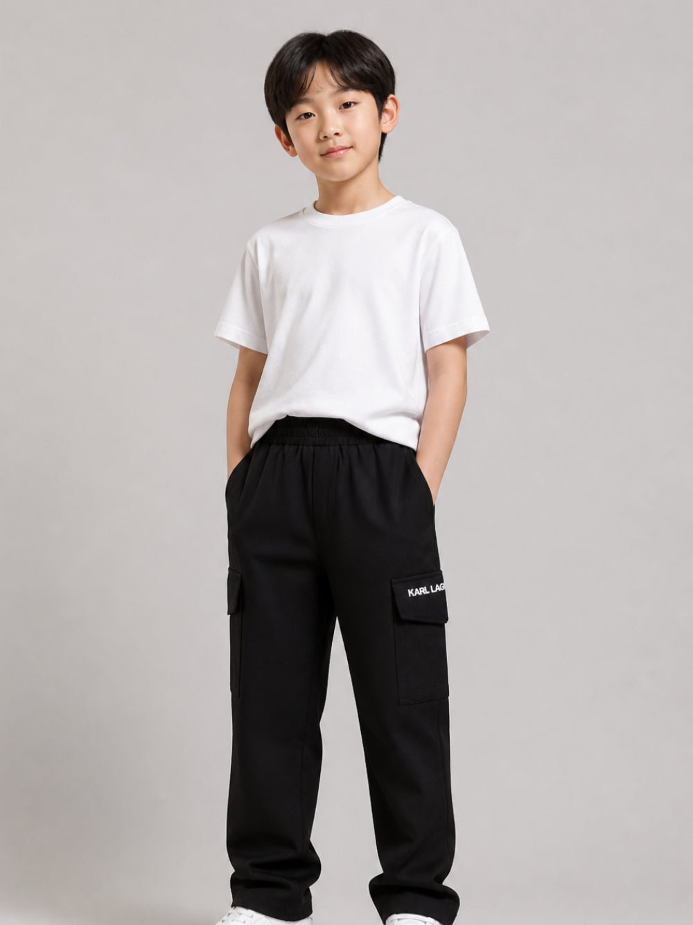 Cargo per bambino Karl Lagerfeld Kids neri con stampa logo Z31387 09B KARL LAGERFELD KIDS 