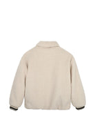Giacca per bambino Karl Lagerfeld Kids crema in shearling sintetico con logo Z31392 184 KARL LAGERFELD KIDS 