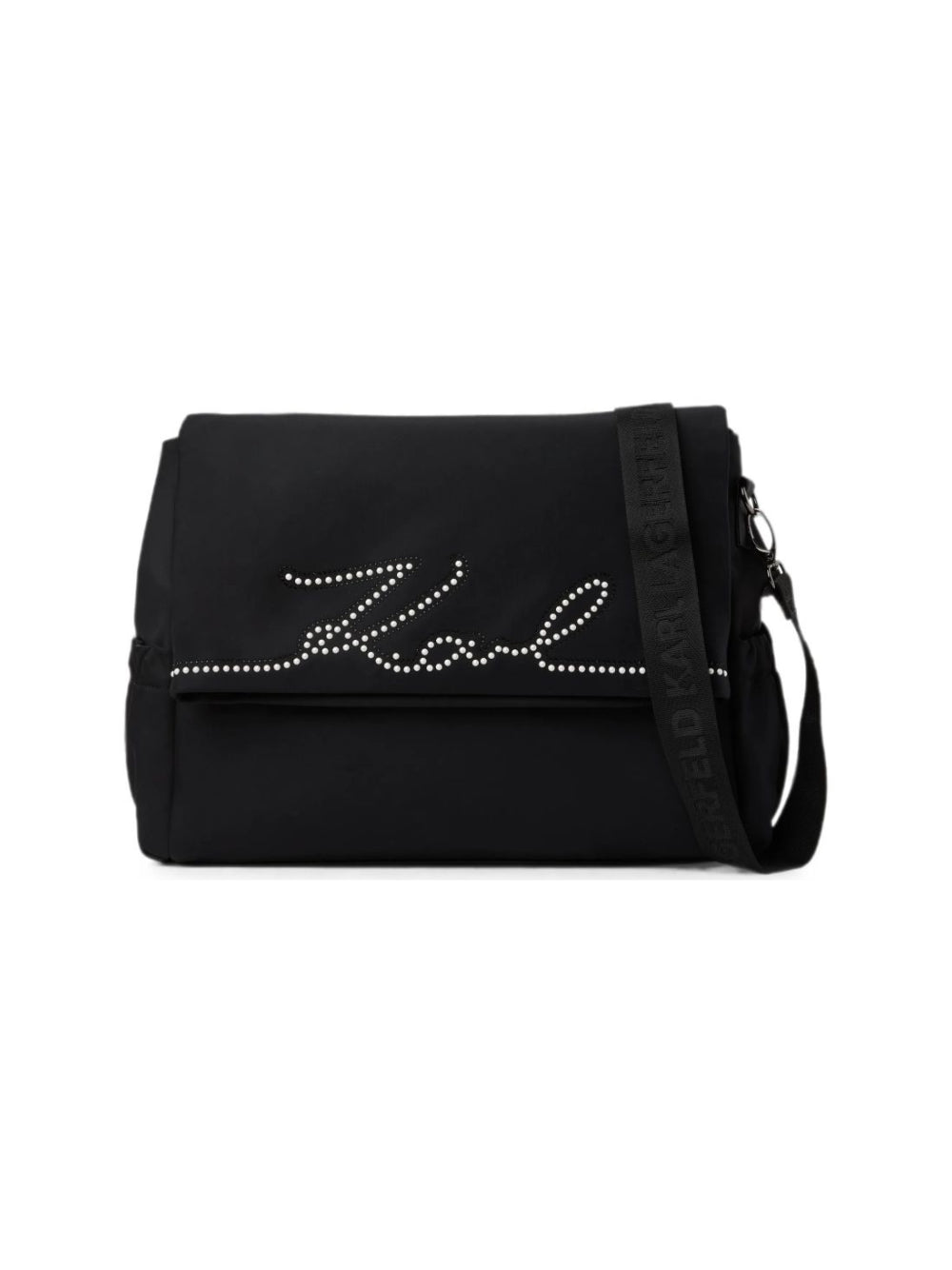Borsa fasciatoio per neonati Karl Lagerfeld Kids nera con logo con strass sul davanti Z31415 09B KARL LAGERFELD KIDS 