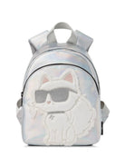 Zaino per bambina Karl Lagerfeld Kids argentato con stampa Choupette sul davanti Z31420 111 KARL LAGERFELD KIDS 