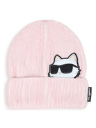 Berretto Choupette per bambina Karl Lagerfeld Kids rosa con applicazione Z31426 471 KARL LAGERFELD KIDS 