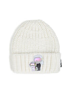 Cappello per bambina Karl Lagerfeld Kids bianco con applicazione frontale Z31428 182 KARL LAGERFELD KIDS 