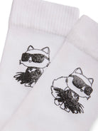 Calzini per bambina Karl Lagerfeld Kids bianchi con decorazione Choupette Z31450 10P KARL LAGERFELD KIDS 