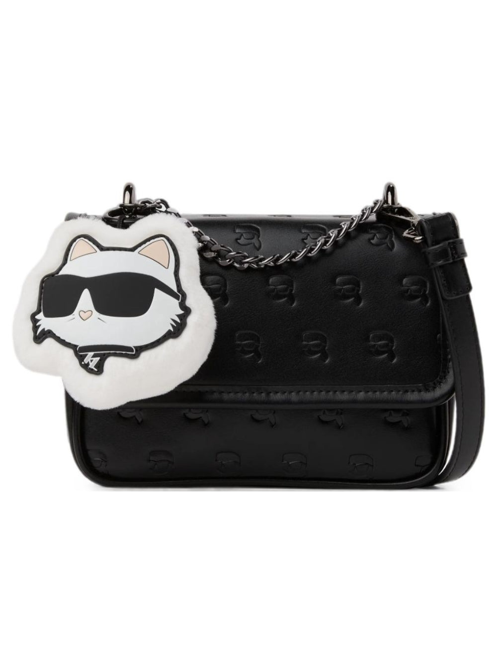 Borsa a spalla per bambina Karl Lagerfeld Kids nera con motivo Ikon Choupette Z31458 09B KARL LAGERFELD KIDS 