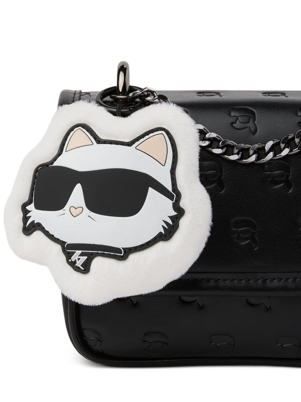 Borsa a spalla per bambina Karl Lagerfeld Kids nera con motivo Ikon Choupette Z31458 09B KARL LAGERFELD KIDS 