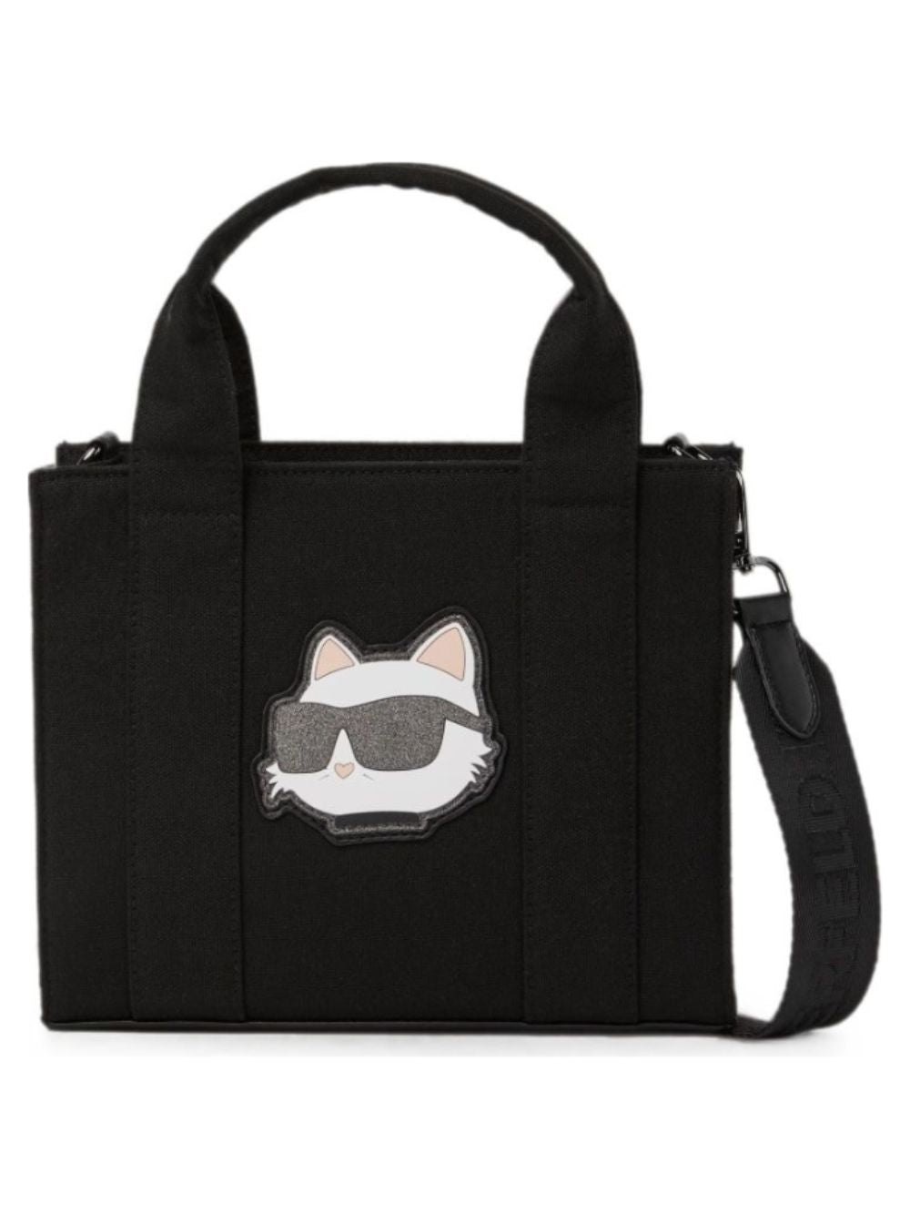 Borsa tote per bambina Karl Lagerfeld Kids nera con stampa Ikon Choupette sul davanti Z31468 09B KARL LAGERFELD KIDS 