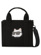 Borsa tote per bambina Karl Lagerfeld Kids nera con stampa Ikon Choupette sul davanti Z31468 09B KARL LAGERFELD KIDS 