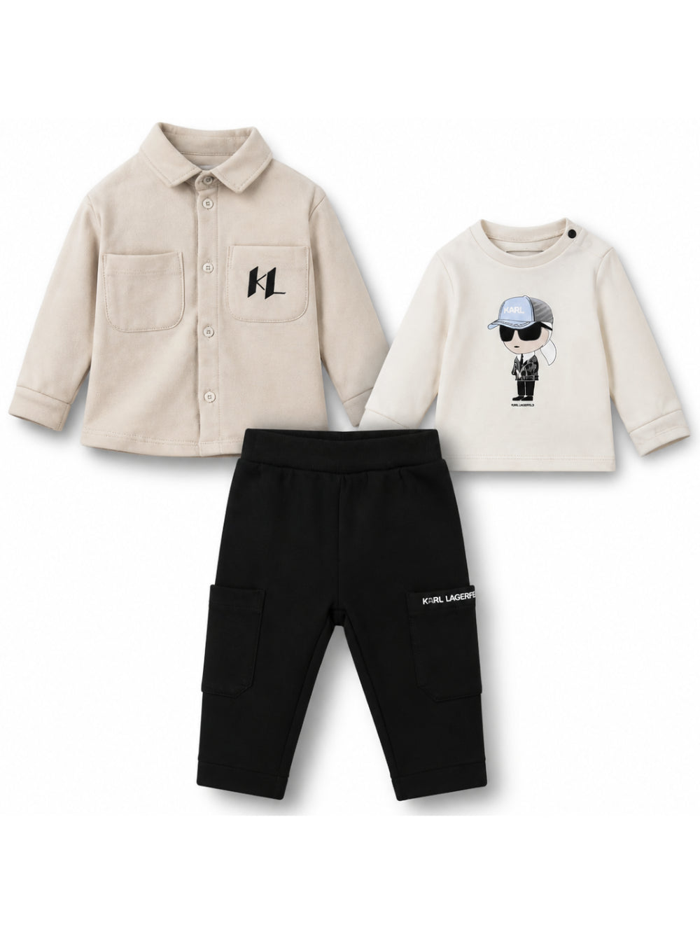 Set tre pezzi per neonato Karl Lagerfeld Kids multicolore con stampa Ikon Karl Z31484 M41 KARL LAGERFELD KIDS 
