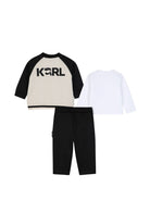 Set tre pezzi per neonato Karl Lagerfeld Kids nero con logo sul davanti Z31485 09B KARL LAGERFELD KIDS 