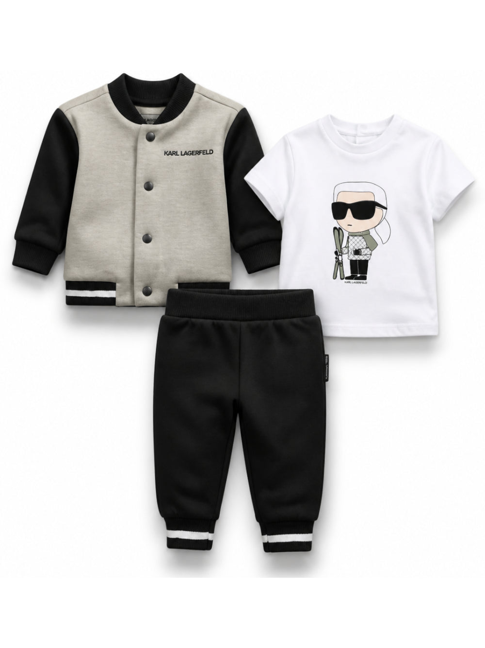 Set tre pezzi per neonato Karl Lagerfeld Kids multicolore con stampa con logo sul davanti Z31492 U60 KARL LAGERFELD KIDS 