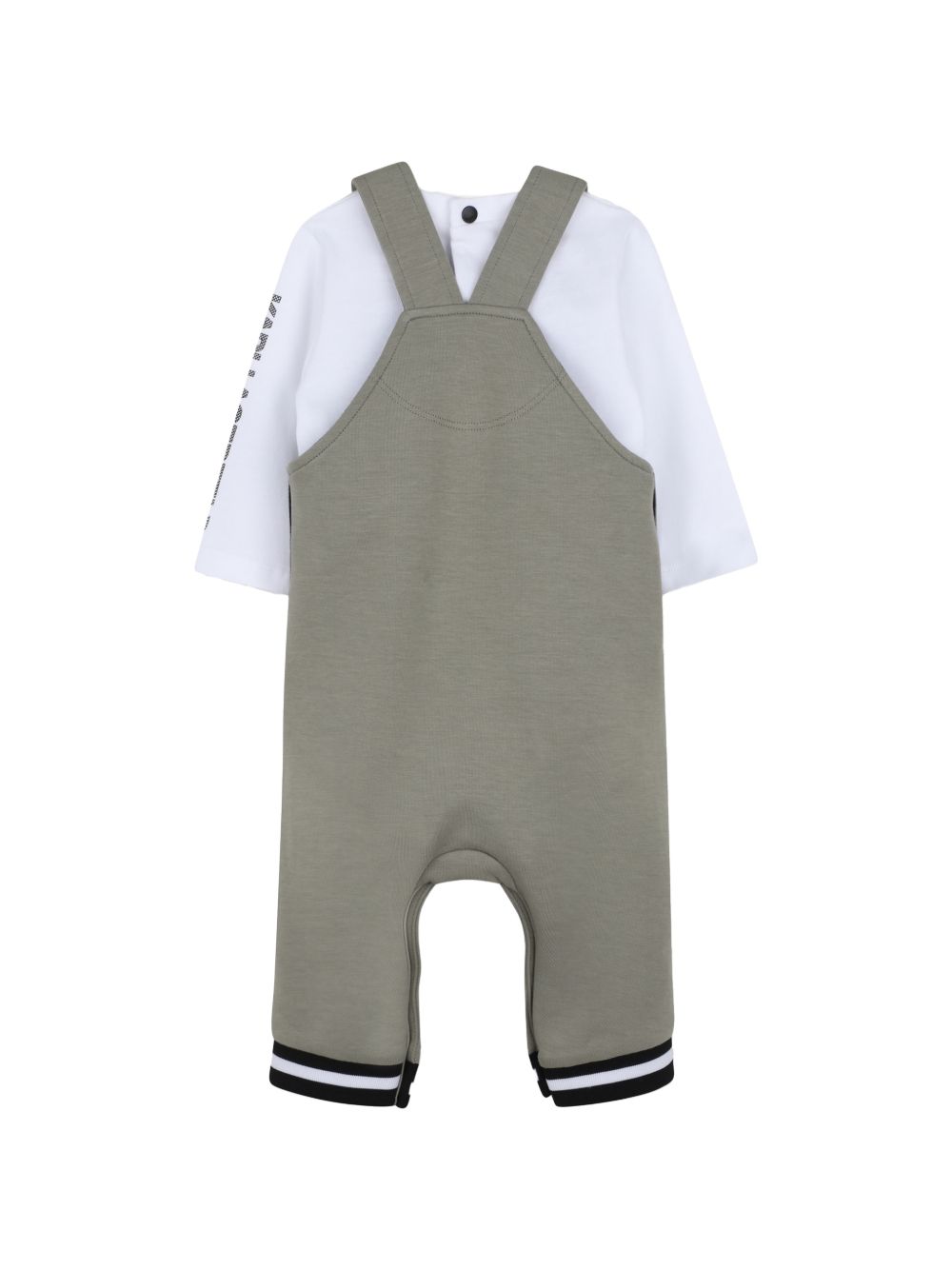 Set t-shirt e salopette per neonato Karl Lagerfeld Kids verde con logo sul davanti Z31494 65B KARL LAGERFELD KIDS 