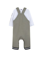 Set t-shirt e salopette per neonato Karl Lagerfeld Kids verde con logo sul davanti Z31494 65B KARL LAGERFELD KIDS 