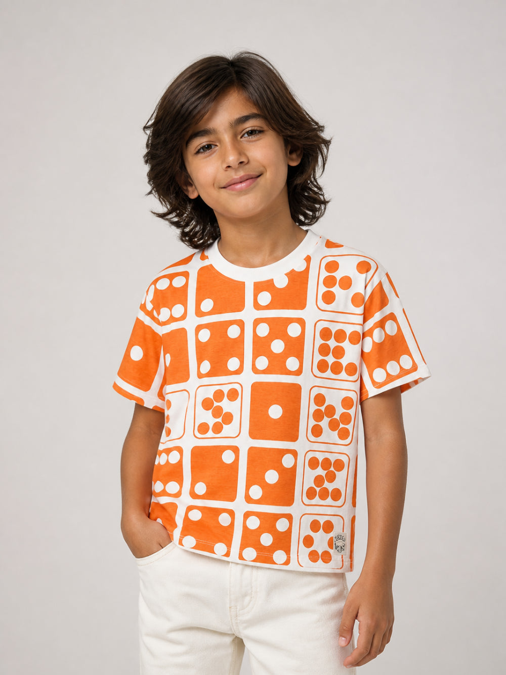T-shirt per bambino Kenzo Kids arancione con stampa grafica K61916 421 KENZO KIDS 