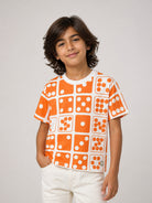 T-shirt per bambino Kenzo Kids arancione con stampa grafica K61916 421 KENZO KIDS 