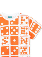 T-shirt per bambino Kenzo Kids arancione con stampa grafica K61916 421 KENZO KIDS 