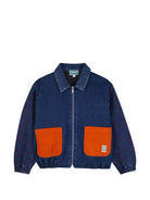 Giubbino per bambino Kenzo Kids blu con stampa grafica sul retro K61922 Z25 KENZO KIDS 