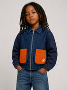 Giubbino per bambino Kenzo Kids blu con stampa grafica sul retro K61922 Z25 KENZO KIDS 