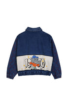 Giubbino per bambino Kenzo Kids blu con stampa grafica sul retro K61922 Z25 KENZO KIDS 