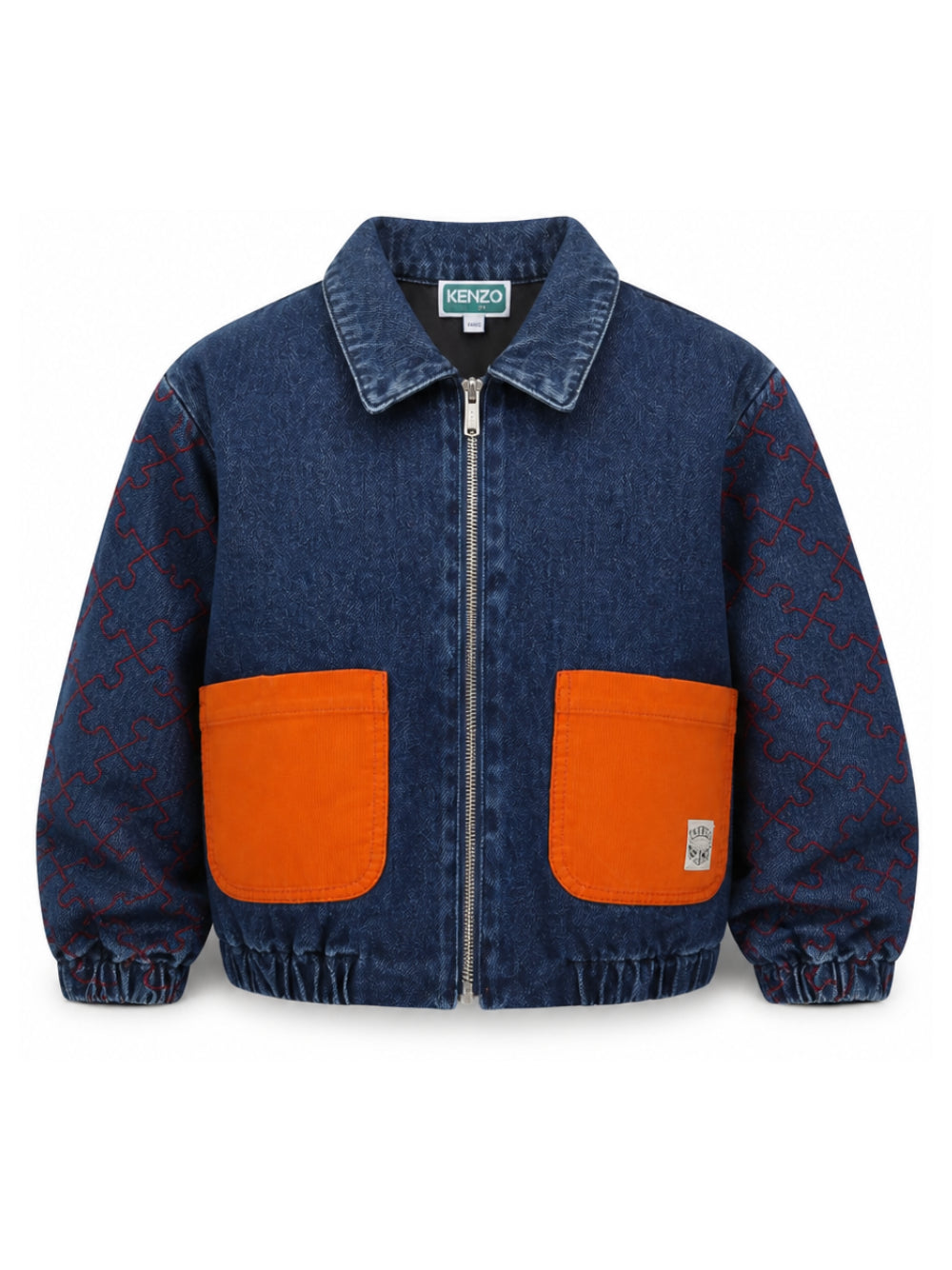 Giubbino per bambino Kenzo Kids blu con stampa grafica sul retro K61922 Z25 KENZO KIDS 