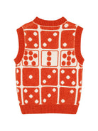 Gilet per bambino Kenzo Kids arancione con motivo a dadi K61925 421 KENZO KIDS 