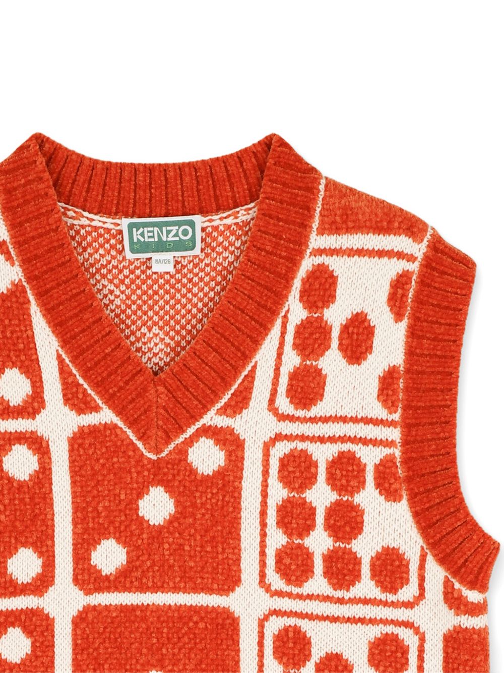 Gilet per bambino Kenzo Kids arancione con motivo a dadi K61925 421 KENZO KIDS 