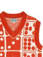 Gilet per bambino Kenzo Kids arancione con motivo a dadi K61925 421 KENZO KIDS 
