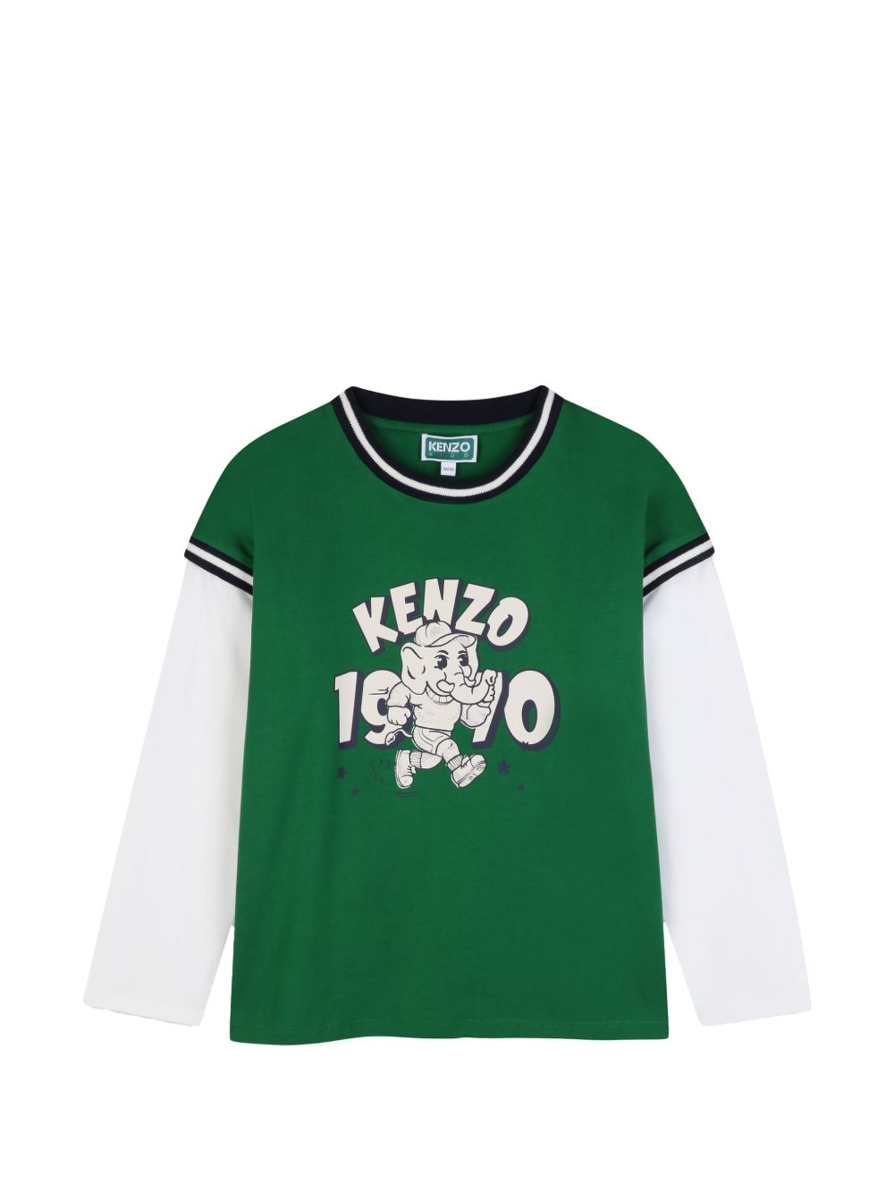 T-shirt per bambino Kenzo Kids verde con maniche a contrasto K61931 651 KENZO KIDS 