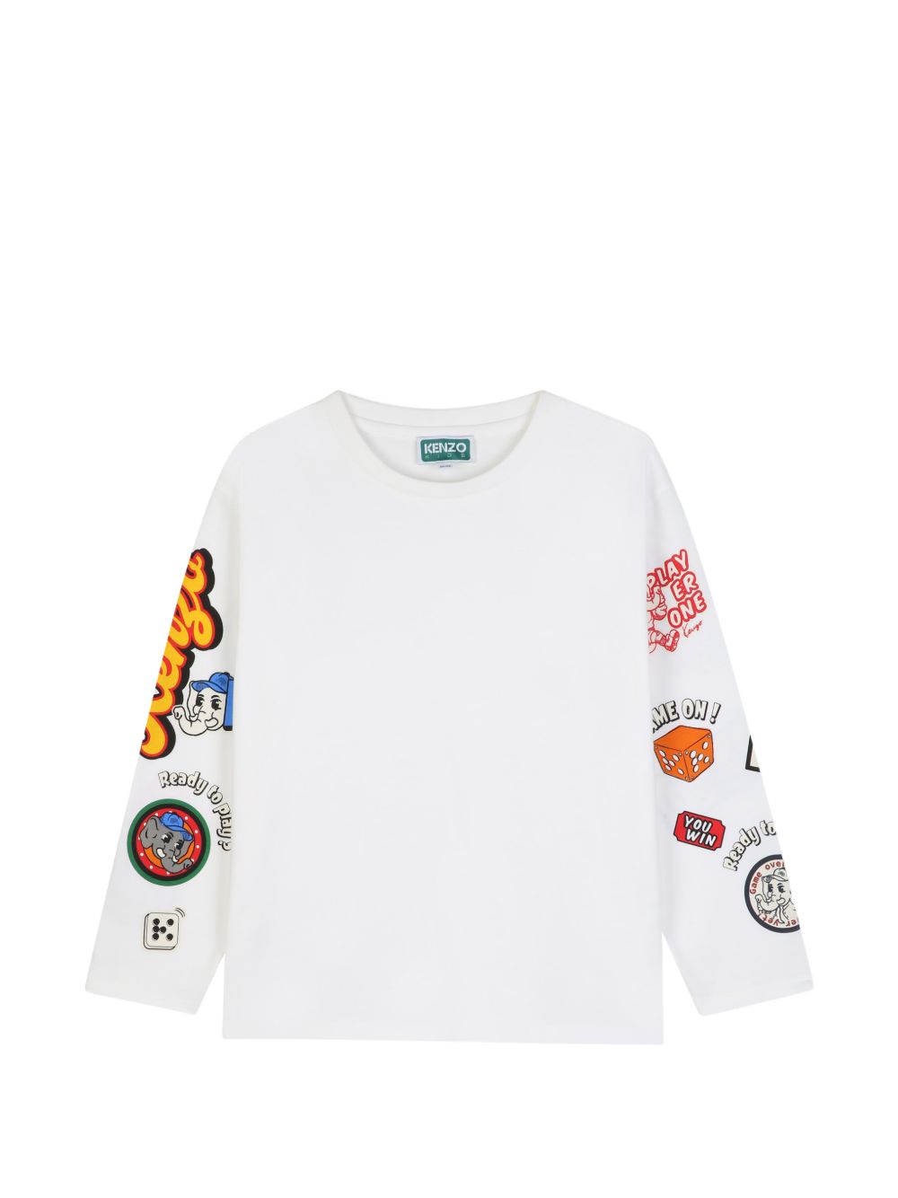 T-shirt per bambino Kenzo Kids bianca con stampa grafica sulle maniche K61933 117 KENZO KIDS 