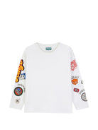T-shirt per bambino Kenzo Kids bianca con stampa grafica sulle maniche K61933 117 KENZO KIDS 