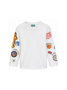 T-shirt per bambino Kenzo Kids bianca con stampa grafica sulle maniche K61933 117 KENZO KIDS 