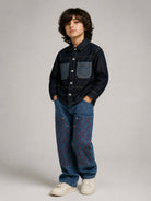 Camicia per bambino Kenzo Kids in denim con applicazione K61938 Z35 KENZO KIDS 