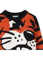 Maglione per bambino Kenzo Kids arancione e nero con motivo tigre a intarsio K61939 E10 KENZO KIDS 