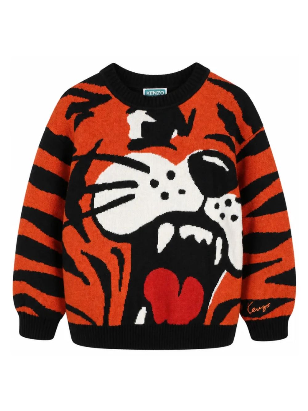 Maglione per bambino Kenzo Kids arancione e nero con motivo tigre a intarsio K61939 E10 KENZO KIDS 