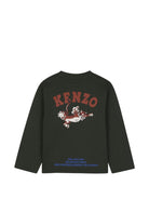 T-shirt per bambino Kenzo Kids verde con stampa del logo sul petto K61947 64Q KENZO KIDS 