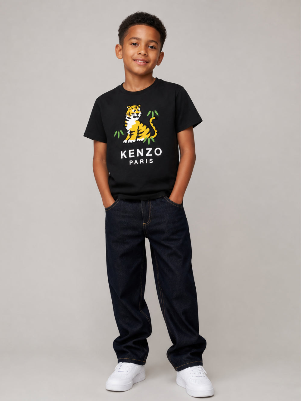 Jeans per bambino Kenzo Kids in denim con tasche a contrasto K61951 Z35 KENZO KIDS 