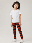 Leggings per bambina Kenzo Kids arancione e nero con stampa animalier K61964 Q50 KENZO KIDS 