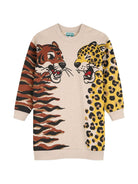 Abito per bambina Kenzo Kids beige con stampa animalier K61969 230 KENZO KIDS 