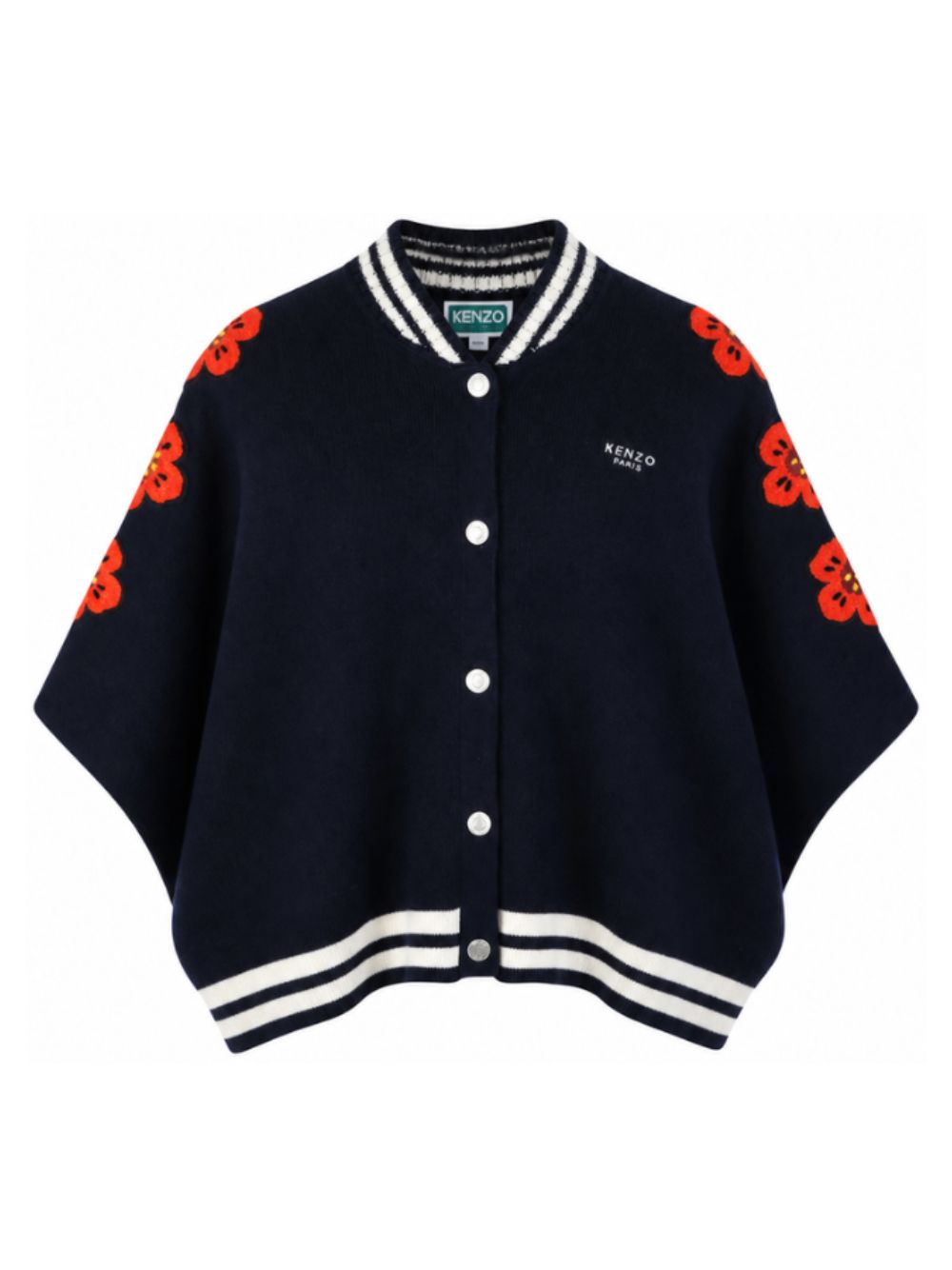 Mantella per bambina Kenzo Kids blu Boke Flower con bordo a righe K62002 845 KENZO KIDS 