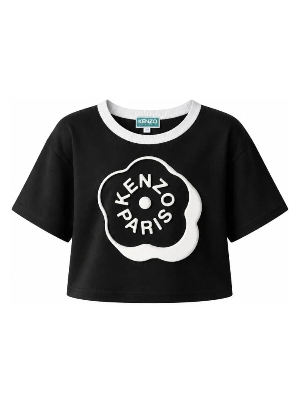 T-shirt per bambina Kenzo Kids nera con taglio crop K62004 09B KENZO KIDS 
