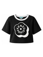 T-shirt per bambina Kenzo Kids nera con taglio crop K62004 09B KENZO KIDS 