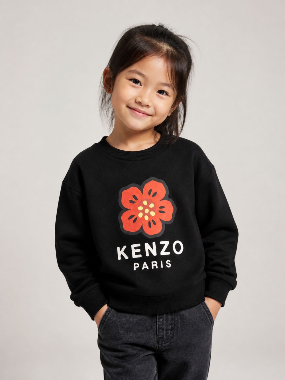 Felpa per bambina Kenzo Kids nera con stampa Boke Flower K62014 09B KENZO KIDS 
